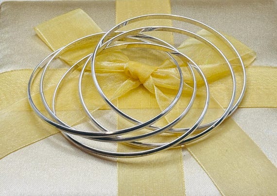 Rare Sterling Interlocking Bangles, 67.85g Silver - image 12