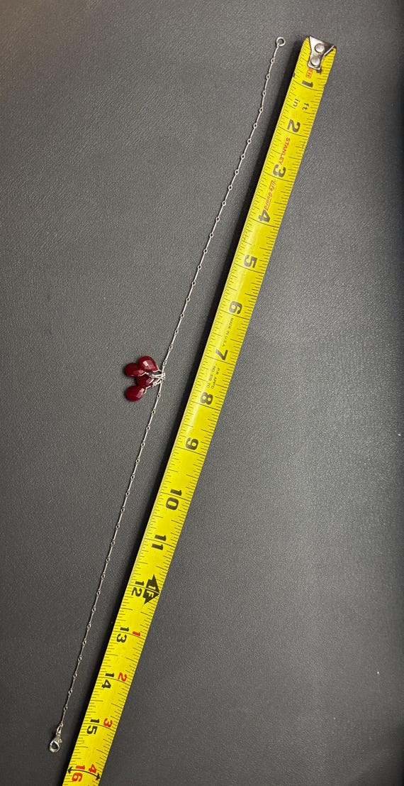 Sterling Silver Ruby Necklace, Genuine Ruby Briol… - image 4