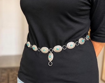 Vintage Navajo Silver Turquoise Concho, R. Peter Hallmark