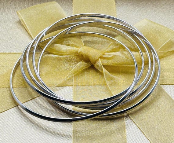 Rare Sterling Interlocking Bangles, 67.85g Silver - image 11