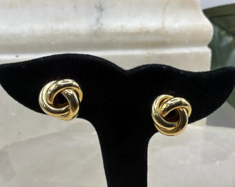 Vintage Gold Tone Love Knot Stud Earrings
