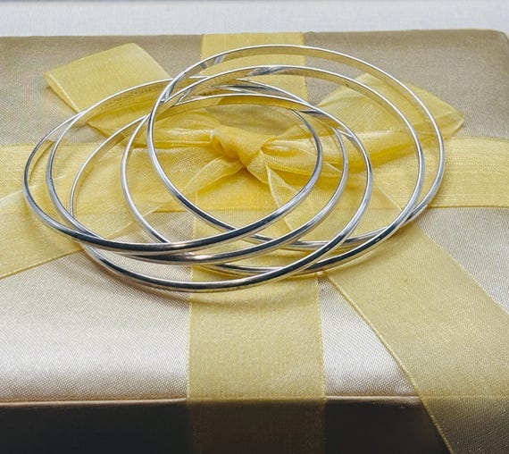 Rare Sterling Interlocking Bangles, 67.85g Silver - image 10