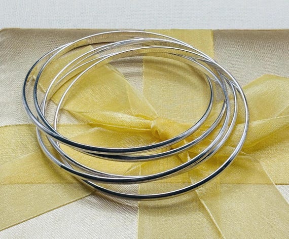Rare Sterling Interlocking Bangles, 67.85g Silver - image 2