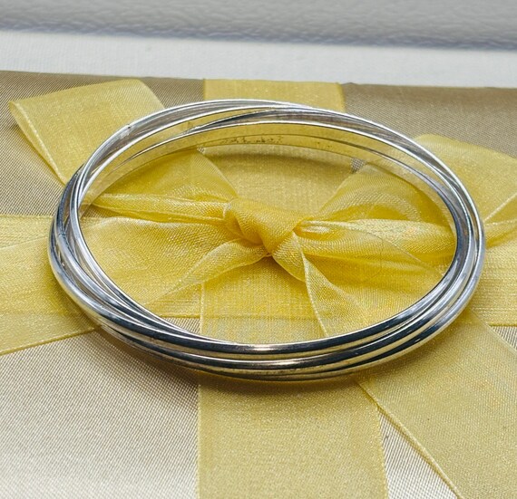 Rare Sterling Interlocking Bangles, 67.85g Silver - image 9