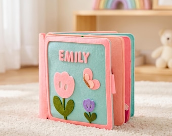 Personalized Christmas Gift  for Baby, Newborn Montessori Busy Book, 1st Birthday Baby Shower Gift Handmade