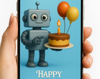 Dancing ROBO Birthday E-Card – Personalized Digital Greeting with Music