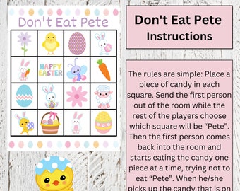 Easter Game Don't Eat Pete, Easter Game, Church Party Activity, Easter, Classroom Party Printable, Instant Download, Digital