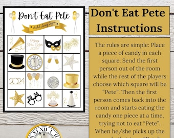 New Year's Eve Game, Don't Eat Pete, Party Activity,  New Year, Printable, Instant Download, Digital