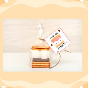 Valentine&#39;s Day Cards, I Love You S&#39;more Tag, Smores, Valentine&#39;s Day Friend Tag, Printable, Instant Download, Digital