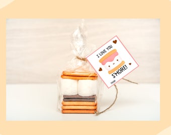 Valentine's Day Cards, I Love You S'more Tag, Smores, Valentine's Day Friend Tag, Printable, Instant Download, Digital