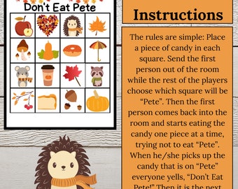 Fall/Thanksgiving Game, Don't Eat Pete, Party Activity,  Fall Party, Printable, Instant Download, Digital