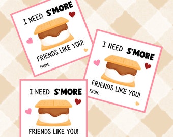 S'more Friends Valentinstag Karten, Printable Tag (Digital)