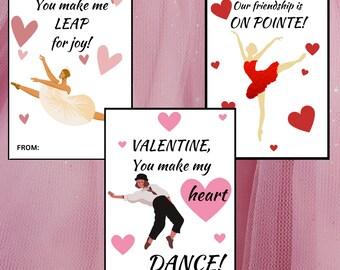 Sale Editable Valentine's Day Cards, Dance, Ballet Card, Valentine's Day Tag, Printable, Instant Download, Digital