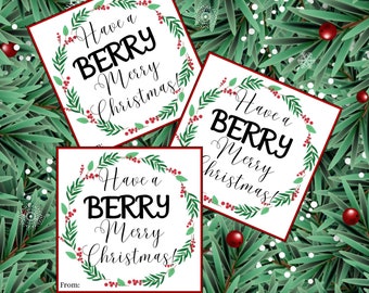 Christmas Tags, BERRY Merry Christmas Fun, Neighbor Gift Tags, Printable, Instant Download, Digital