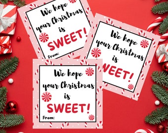 Etiquetas de regalo navideñas con dulces dulces, imprimibles para el vecino (digitales)