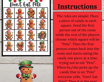 Christmas Game, Don't Eat Pete, Party Activity,  Gingerbread Party, Instant Download, Digital