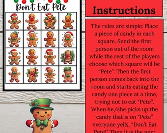 Weihnachten Spiel, Don&#39;t Eat Pete, Party Geschenk, Lebkuchenparty, Instant Download, digital