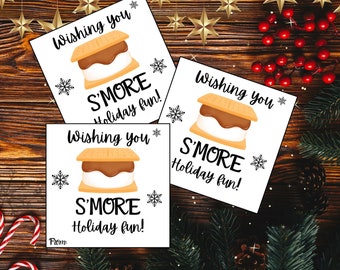 Christmas Tags, S'more Holiday Fun, Neighbor Gift Tags, Printable, Instant Download, Digital