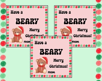 Etiquetas navideñas imprimibles, Feliz Navidad, Regalo para el vecino, Descarga digital instantánea