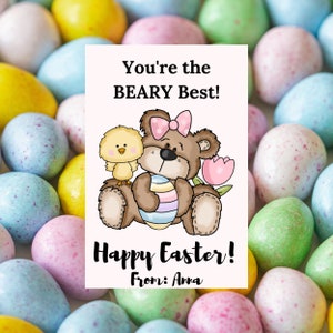 Editable Easter Cards, Beary Best, Bear, Easter Tag, Printable, Instant Download, Digital