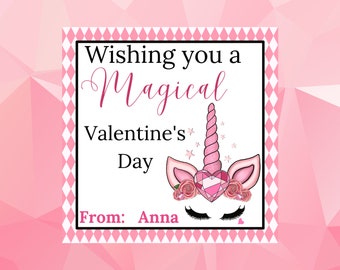 Sale Editable Valentine's Day Card, Magical Valentine, Valentine Unicorn, Valentine's Day Tag, Printable, Instant Download, Digital