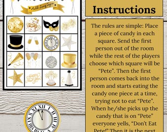 Juego "No te comas a Pete" de Nochevieja 2025, actividad para fiestas (PDF digital)