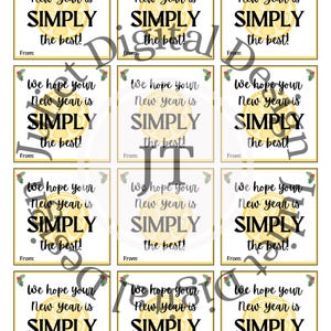 New Year Tags, Simply the Best New Year Fun, Neighbor Gift Tags, Printable, Instant Download, Digital
