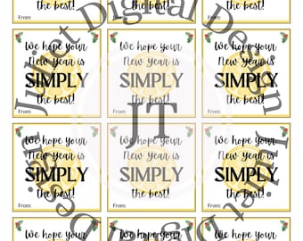 Etiquetas de regalo de Año Nuevo 'Simplemente el', etiquetas de limón imprimibles (Descarga PDF)