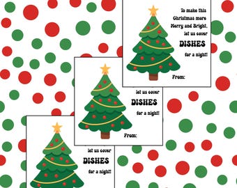 Etiquetas imprimibles navideñas, alegres y brillantes, platos navideños, regalo para el vecino, descarga digital instantánea