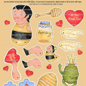 Cute Valentine Printable Ariculated Paper Doll and Banner Components image 4