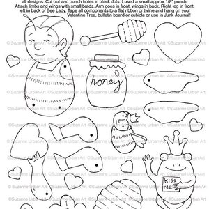 Cute Valentine Printable Ariculated Paper Doll and Banner Components image 3