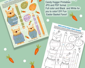 Easter Bunny Family Candy Huggers Printables, Charming Illustrated Holiday Favors