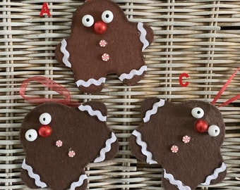 Funky Felt Gingerbread Men Ornaments Group of three