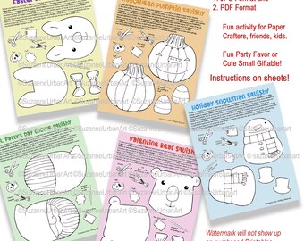 Set of 5 Paper Squishies Characters Printables to Color, Cut Out and Make!