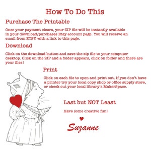 Cute Valentine Printable Ariculated Paper Doll and Banner Components image 7