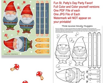 Whimsical Cute Illustrated Gnome Candy Huggers, Party or Gift Favor