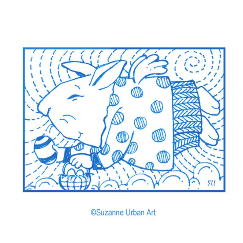 Whimsical Rabbit ACEO size Print by SuzanneUrbanArt