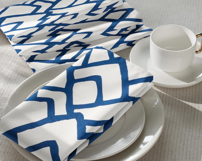 Navy & White Geometric Cloth Napkins (Set of 4) | Coordinating Table Linens