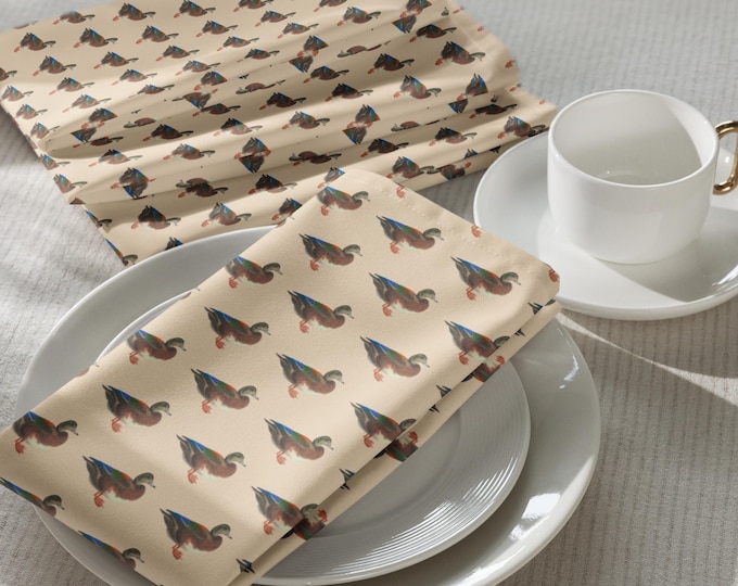Mallard Duck Print Cloth Napkins | Preppy Heritage Estate Dining Set