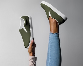 The Montauk Slip-On Canvas Shoes | Signature Solid Evergreen Estate Coastal Luxe Everyday Sneakers | Women’s Chic Casual Comfort Shoes