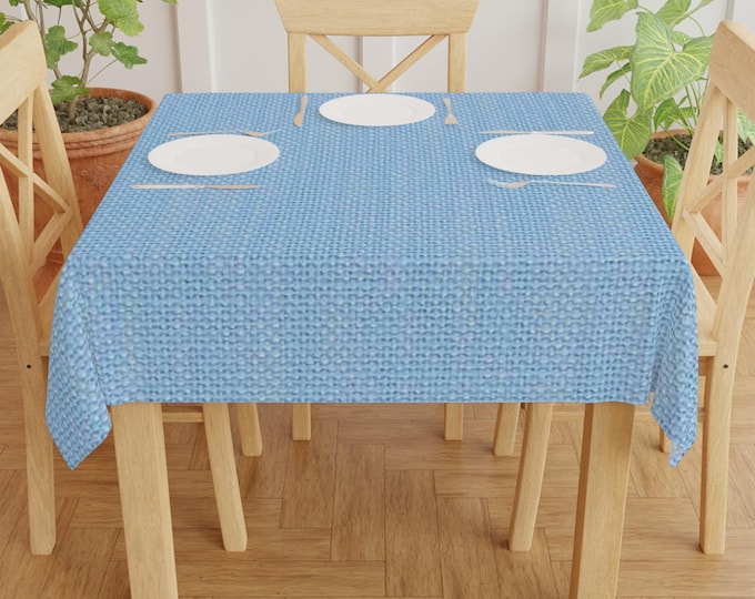 Light Blue Woven Texture Tablecloth | Square, Casual Dining