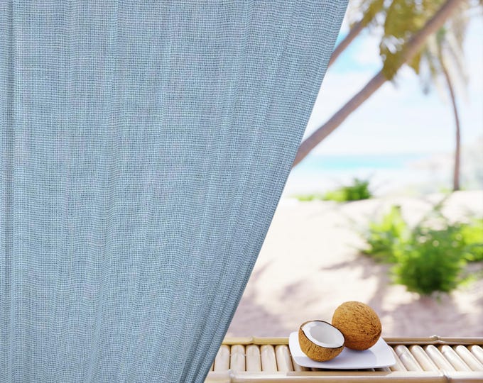 Light Blue Linen Texture Window Curtain | Single Panel Drapery