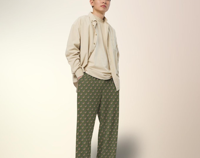 Mallard Reserve Evergreen Estate Duck Print Wide-Leg Lounge Pants | Heritage Prep Pajama-Style Trousers | Unisex Luxe Comfort