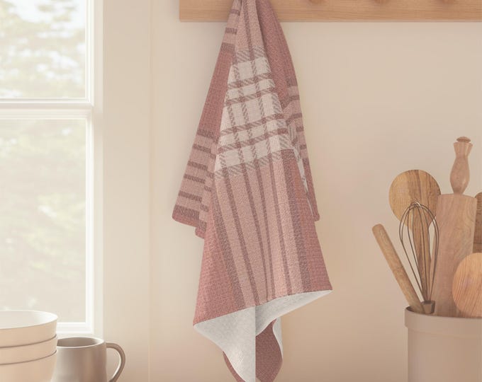 Blush Plaid Microfiber Tea Towel | Pink Check Kitchen Linen