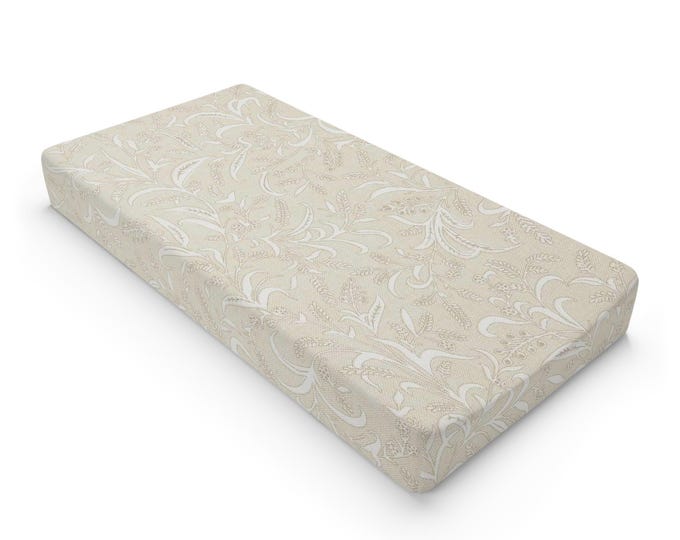 Neutral Feather Swirl Baby Changing Pad Cover | Beige Nursery Waterproof