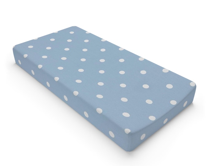 Blue Polka Dot Baby Changing Pad Cover | Nursery Crib Accessory