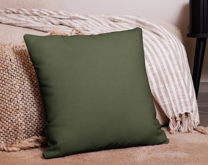 Evergreen Estate Luxury Linen-Feel Throw Pillow | Estate Style Home Decor | Heritage Solid Green Color Cushion | Resort Living Accent Pillow