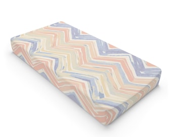 Pastel Chevron Baby Changing Pad Cover | Neutral Nursery