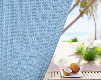 Blue Geometric Pattern Window Curtain | Light-Filtering Single Panel