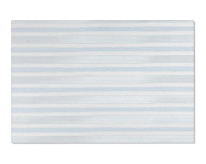 Soft Light Blue & White Striped Area Rug | Pastel Coastal Stripe Floor Mat (72"x48")